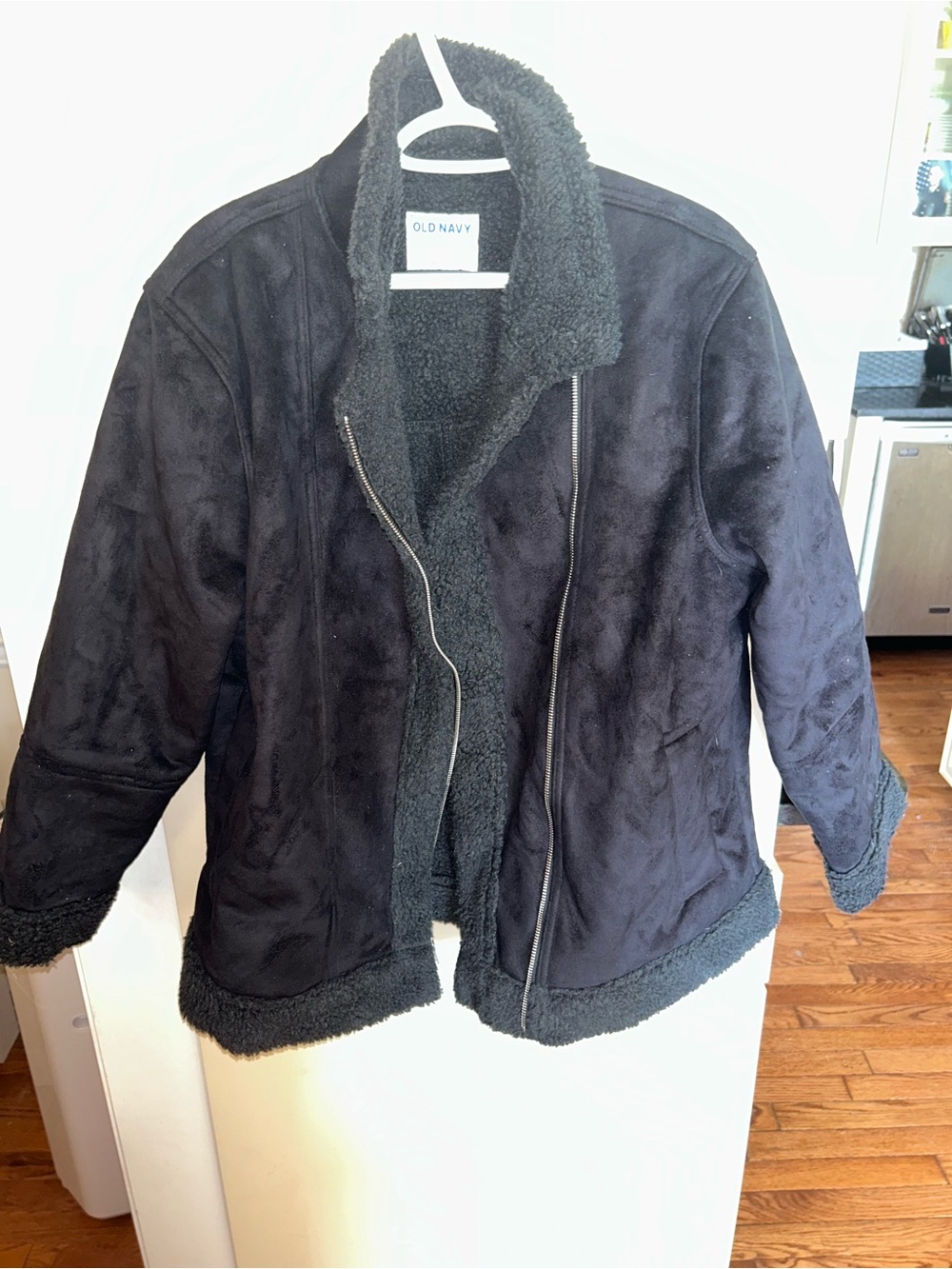 Old Navy Black Faux Shearling Jacket with Plush Interior